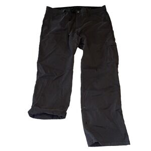 PrAna Stretch Zion Pants Mens 38x32 Gray Roll Up Belted Outdoor Cargo Hiking